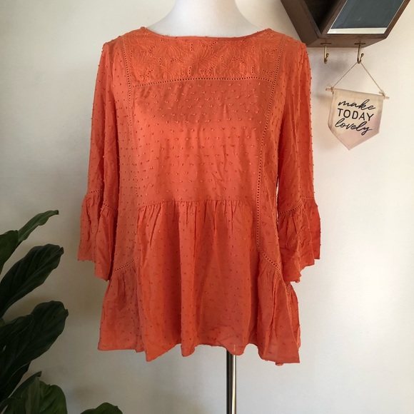 Sundance Tops - Sundance Orange Peasant Top